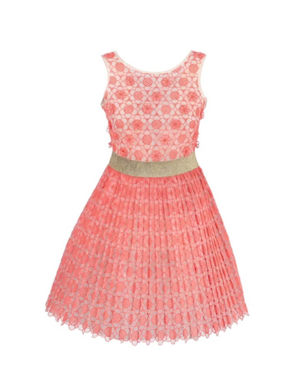 Manoush White and Neon Pink Daisy Dress Size EU 36 US 4 floral applique tulle